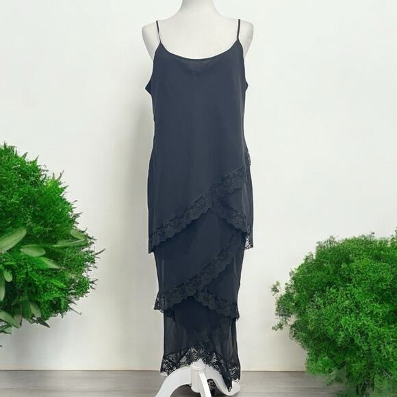 Victorias Secret Collection Black Tiered Lace L Y2k Witchy Whimsigoth Fairy Core - Picture 1 of 9